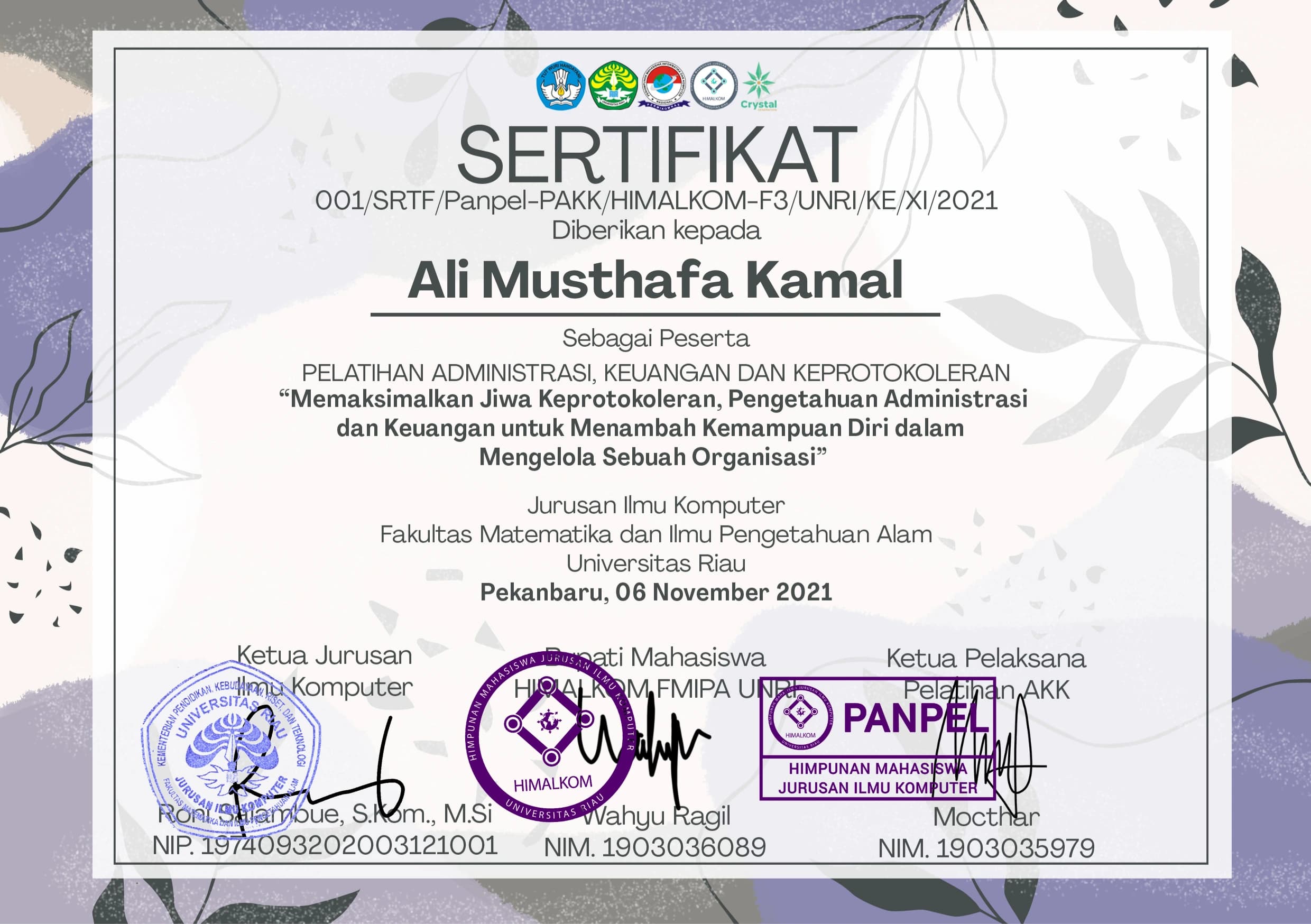 Himalkom UNRI certificate